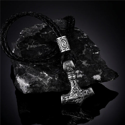 Norse Vikings Thor's Hammer Mjolnir Scandinavian Rune Amulet Necklace