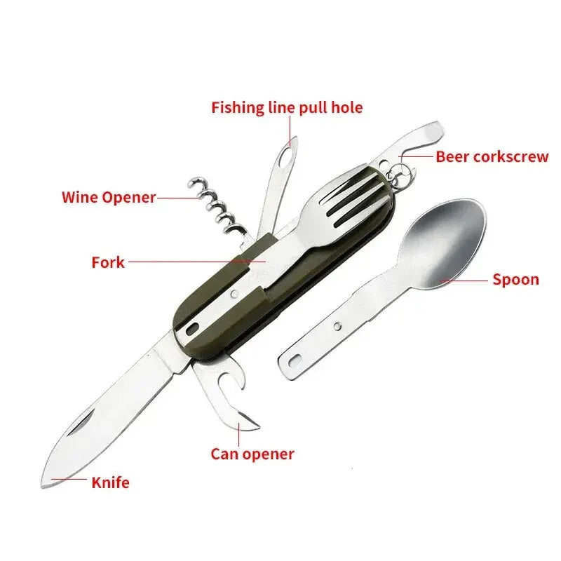 Camping Cutlery Stainless Steel Folding Knife Fork Spoon Portable