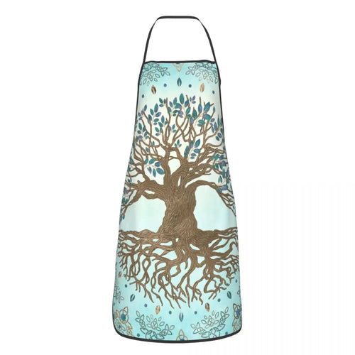 Tree Of Life With Triquetra Black Red Leather And Gold Apron Kitchen