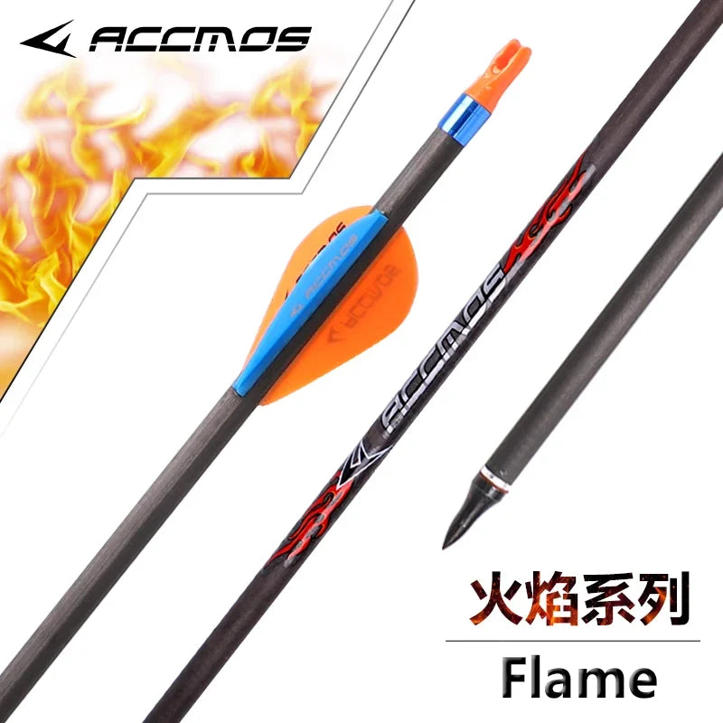 12pcs Pure Carbon Arrow 32inch ID 6.2mm Spine 250 300 350 400 500 600