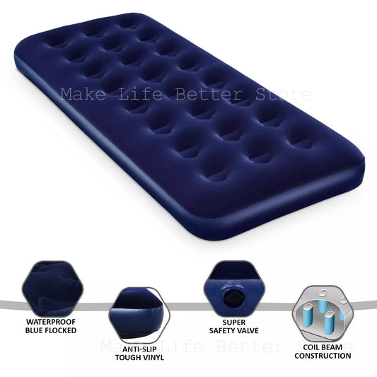 Inflatable Mattress for Guests & Home,Flocking Surface&Durable PVC ,