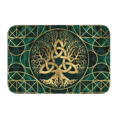 Custom Tree Of Life With Triquetra On Futhark Doormat Non-Slip