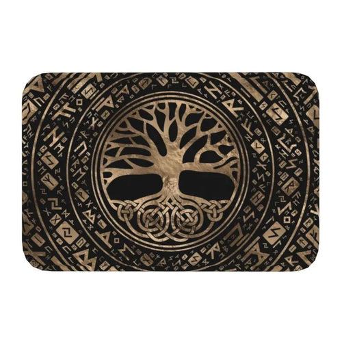 Custom Tree Of Life With Triquetra On Futhark Doormat Non-Slip