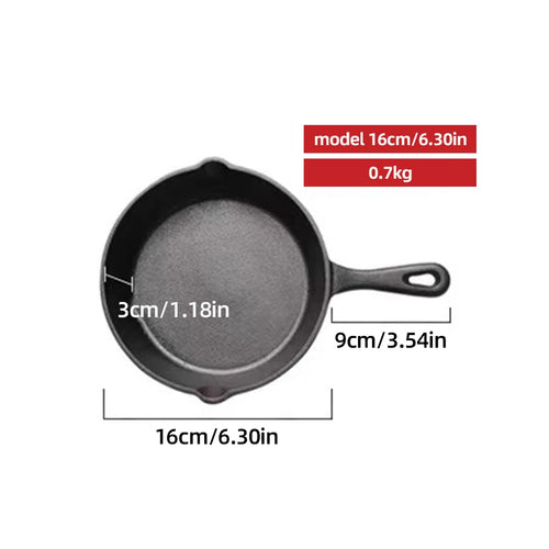 1 Piece of Black Cast Iron Pot Flat Bottom Frying Pan, Suitable for