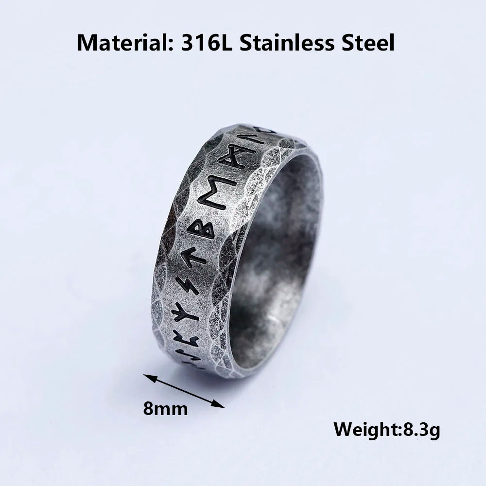 2022 NEW Men's 316L stainless-steel rings retro Odin Viking rune for