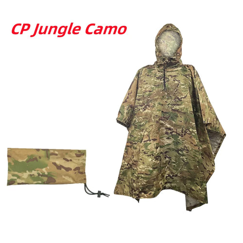 Outdoor Military Poncho 210T+PU Army War Tactical Raincoat Hunting