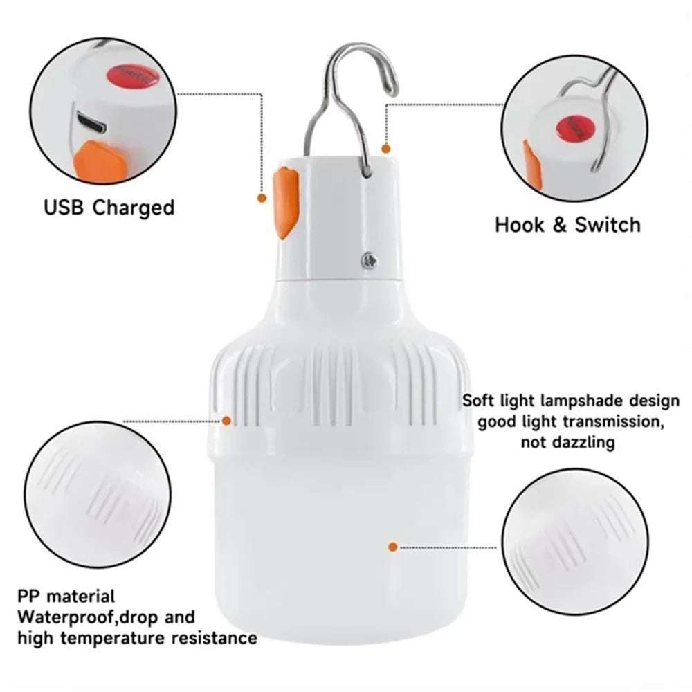 Waterproof And Rechargeable LED Night Light Bulb Dimmable Emergency