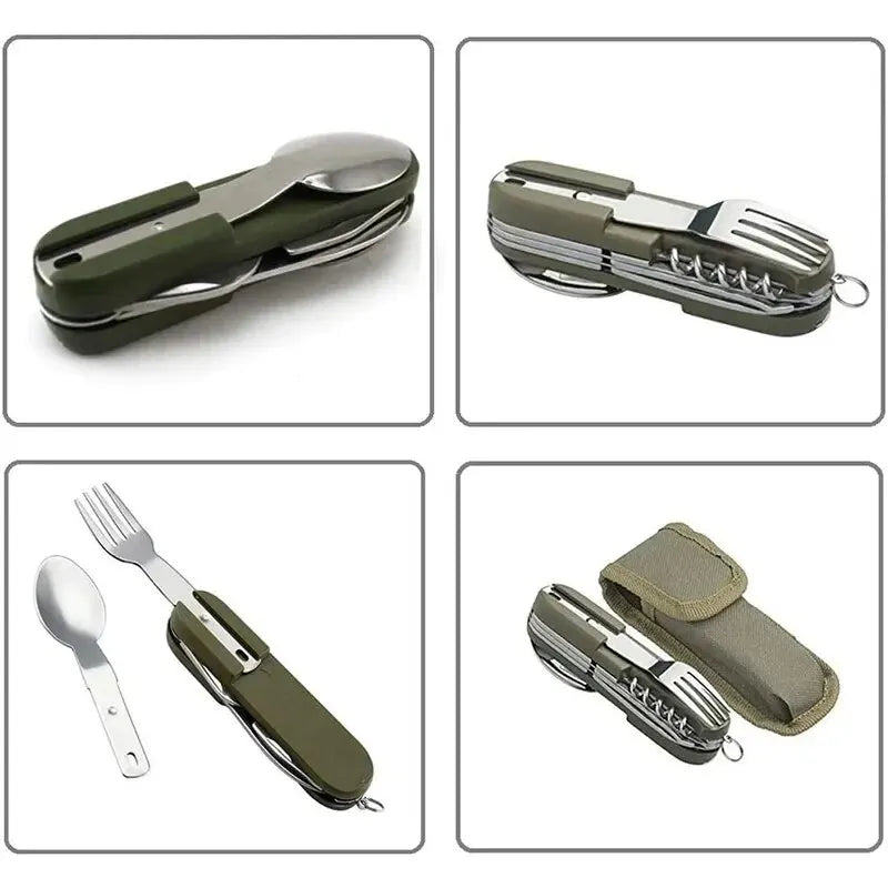 Camping Cutlery Stainless Steel Folding Knife Fork Spoon Portable