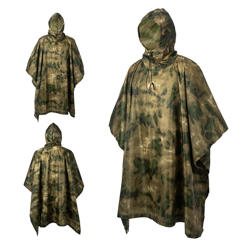 Outdoor Military Poncho 210T+PU Army War Tactical Raincoat Hunting