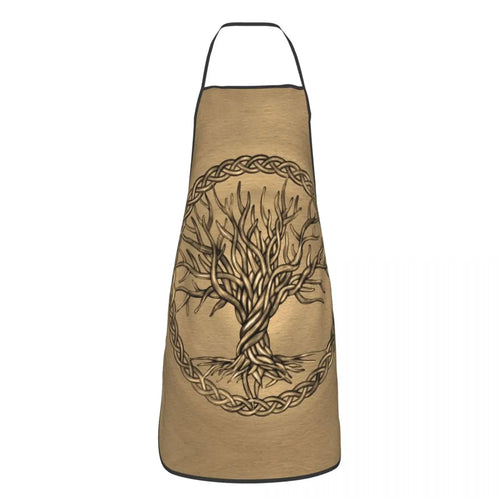 Tree Of Life With Triquetra Black Red Leather And Gold Apron Kitchen