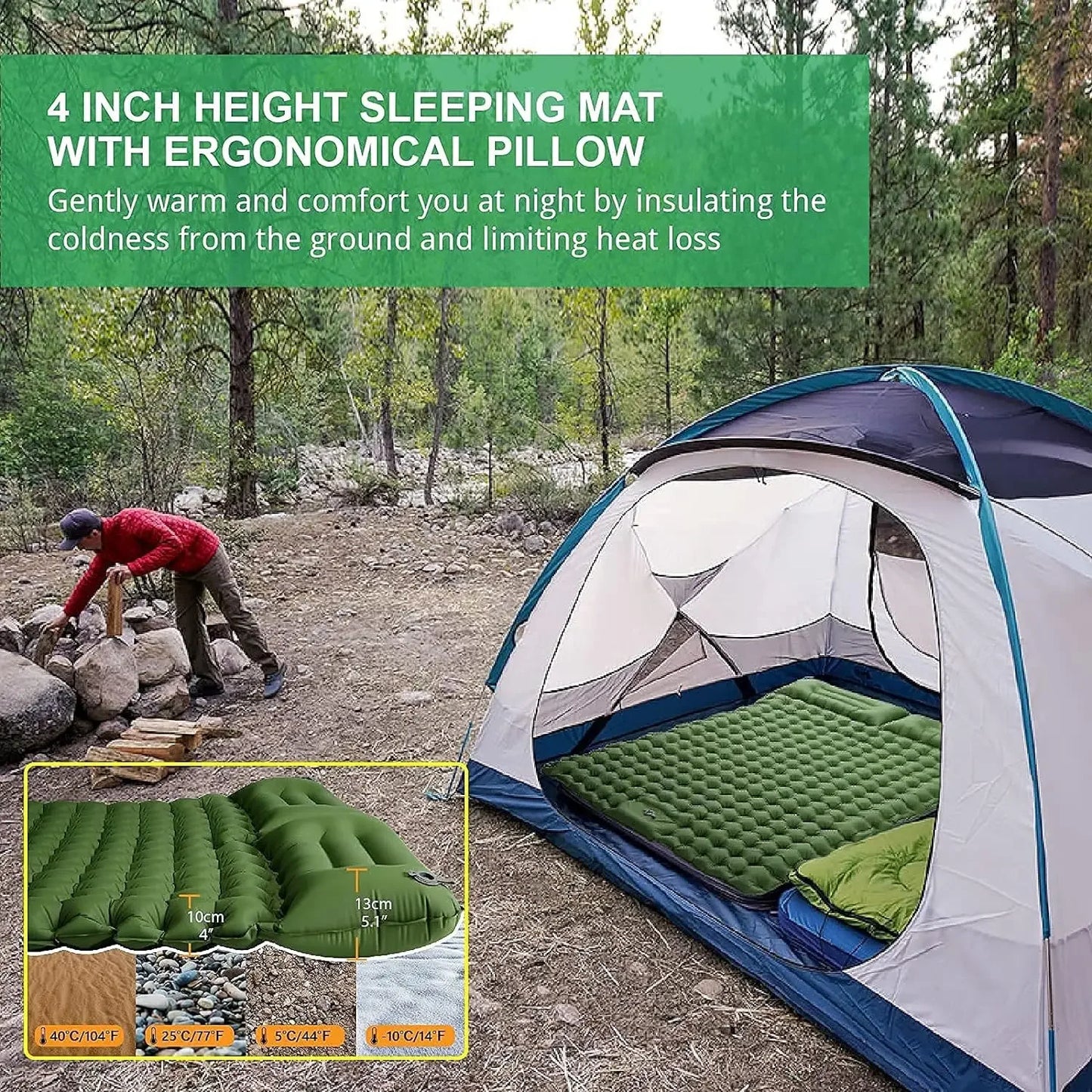 Camping Inflatable Mattress Couple Portable Sleeping Air Matt Double