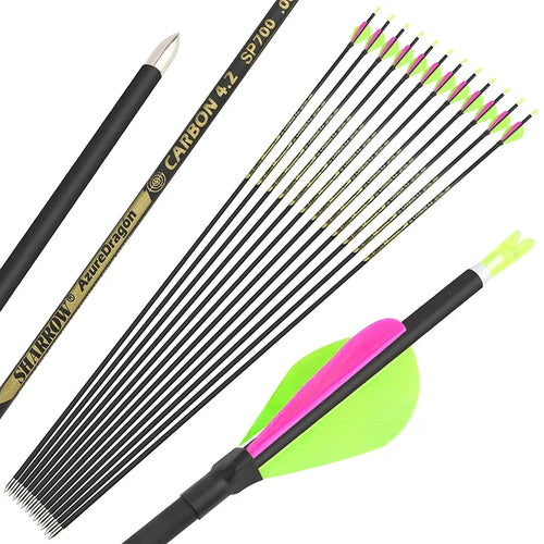 12pcs Pure Carbon Arrow Spine 700 800 900 1000 Archery Arrows ID4.2mm