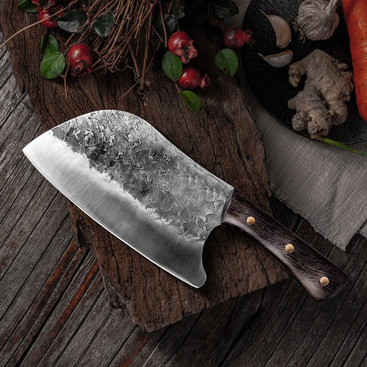 Kitchen Butcher Knife Handmade Full Tang Forged High-carbon Steel Wood