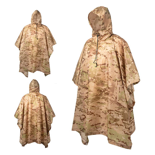 Outdoor Military Poncho 210T+PU Army War Tactical Raincoat Hunting