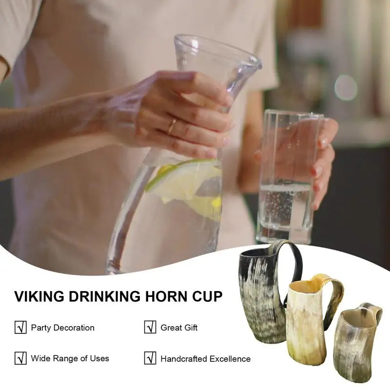 Large Capacity Horn Drinking Cup Vintage Viking Cup Rustic Horn Water