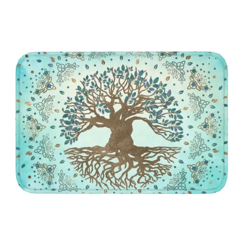 Custom Tree Of Life With Triquetra On Futhark Doormat Non-Slip