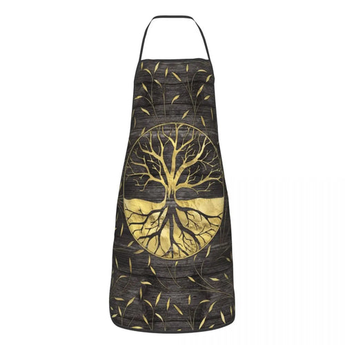 Tree Of Life With Triquetra Black Red Leather And Gold Apron Kitchen