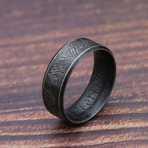 Fashion Retro Viking Rune Ring for Men Women 316L Stainless Steel Odin