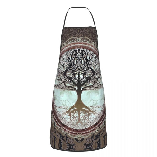 Tree Of Life With Triquetra Black Red Leather And Gold Apron Kitchen