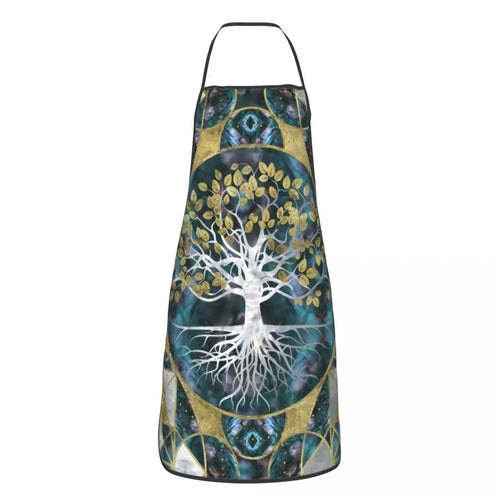 Tree Of Life With Triquetra Black Red Leather And Gold Apron Kitchen