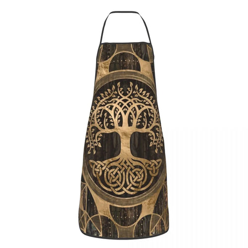 Tree Of Life With Triquetra Black Red Leather And Gold Apron Kitchen