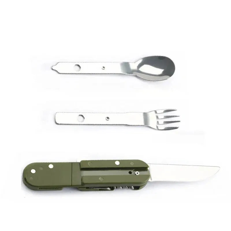 Camping Cutlery Stainless Steel Folding Knife Fork Spoon Portable