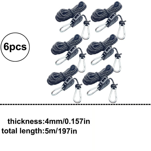 6pcs Reflective Camping Tent Rope Tie Down Fastener Fixed Buckle