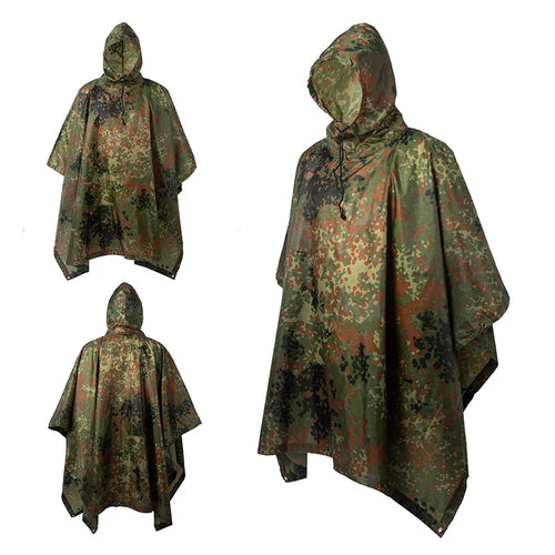 Outdoor Military Poncho 210T+PU Army War Tactical Raincoat Hunting