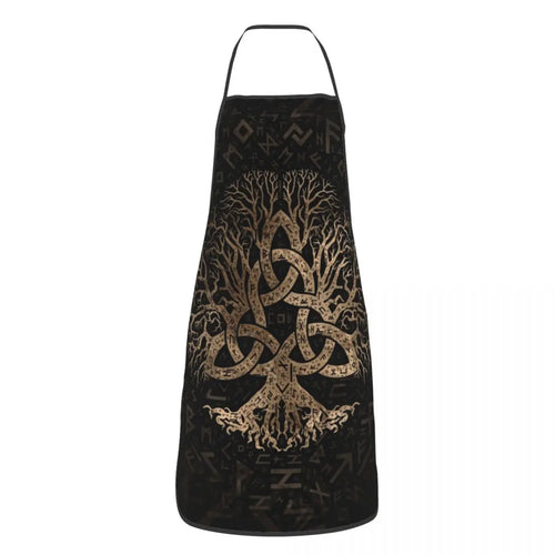 Tree Of Life With Triquetra Black Red Leather And Gold Apron Kitchen