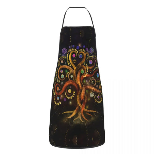 Tree Of Life With Triquetra Black Red Leather And Gold Apron Kitchen