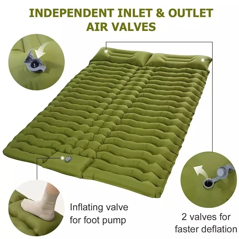 Camping Inflatable Mattress Couple Portable Sleeping Air Matt Double