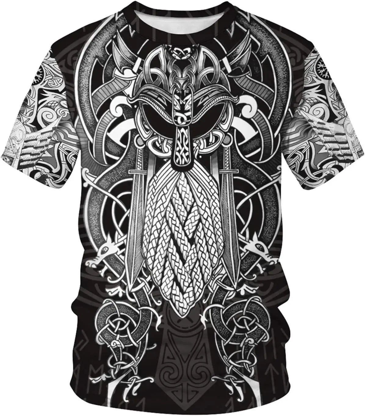 Men's Vikings T Shirt Tops Novelty 3D Print Norse Mythology Pullover