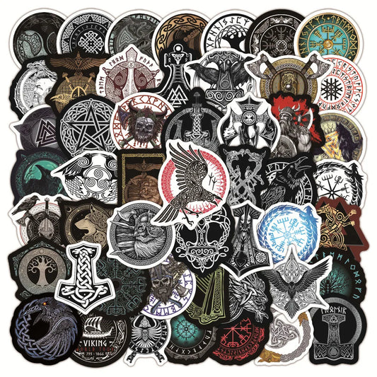 50pcs Mysterious Viking Pirates Style Stickers Frost Nordic Giant Wolf