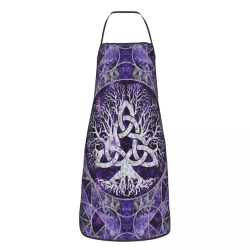 Tree Of Life With Triquetra Black Red Leather And Gold Apron Kitchen