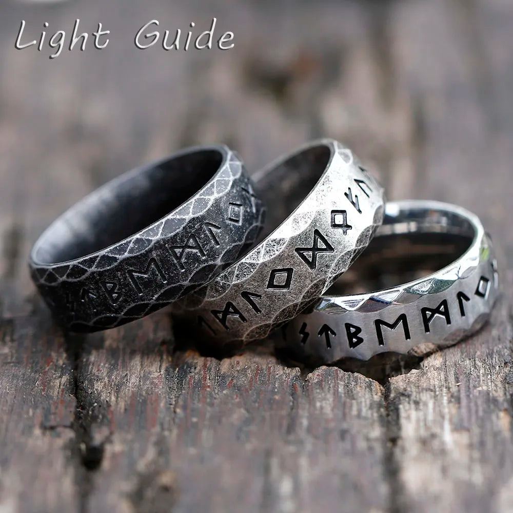 2022 NEW Men's 316L stainless-steel rings retro Odin Viking rune for