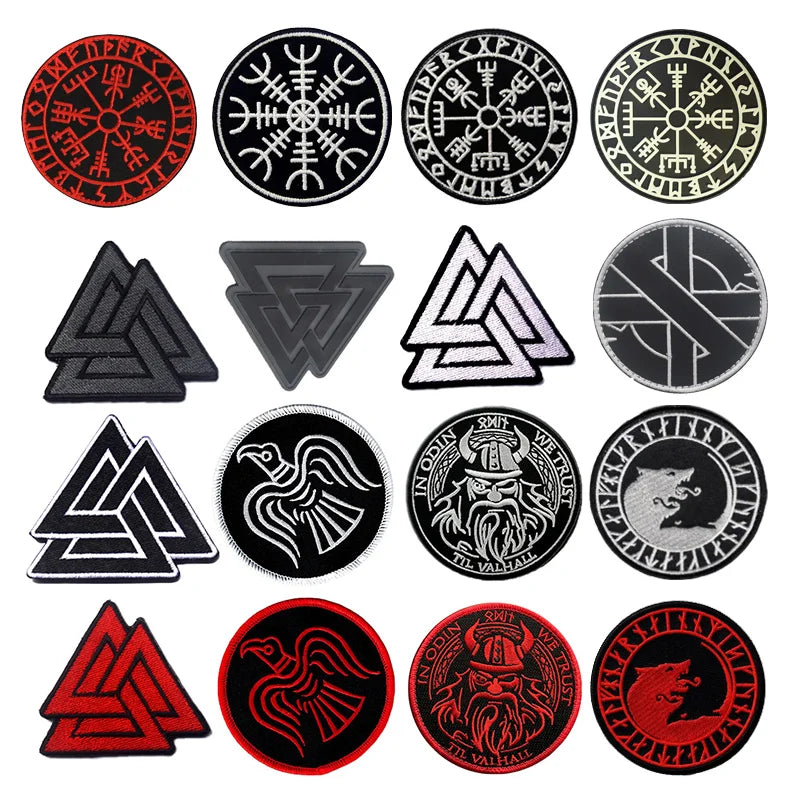 Viking Patch Embroidered Patches on Clothes Runes Badges Patches for