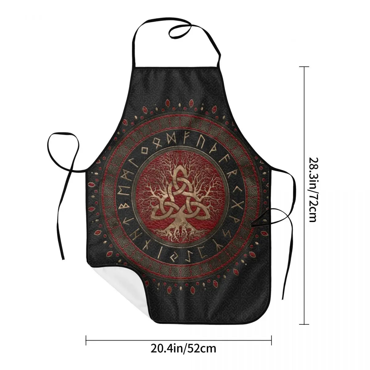 Tree Of Life With Triquetra Black Red Leather And Gold Apron Kitchen