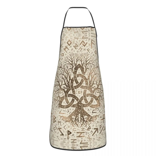 Tree Of Life With Triquetra Black Red Leather And Gold Apron Kitchen