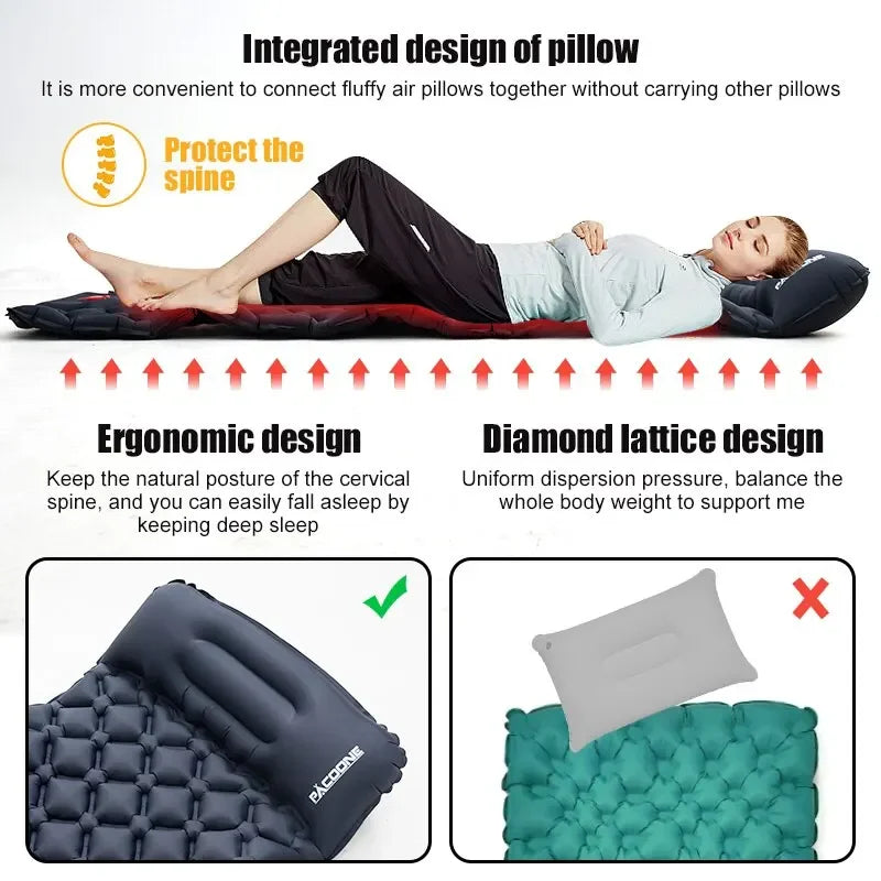 Outdoor Portable Camping Sleeping Pad Ultralight Inflatable Mattress