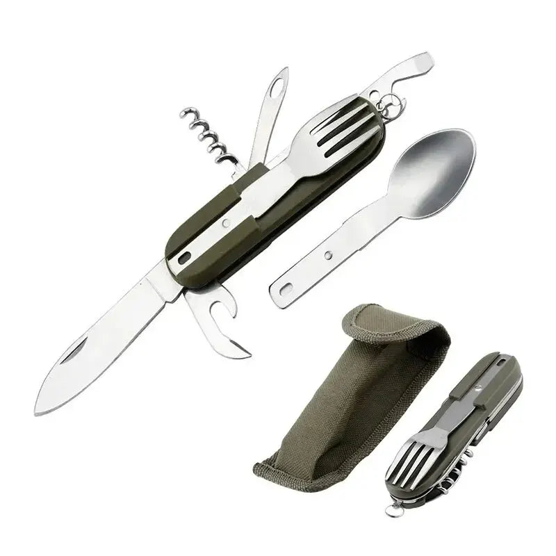 Camping Cutlery Stainless Steel Folding Knife Fork Spoon Portable