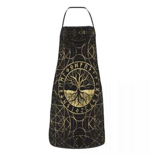 Tree Of Life With Triquetra Black Red Leather And Gold Apron Kitchen