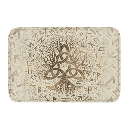 Custom Tree Of Life With Triquetra On Futhark Doormat Non-Slip