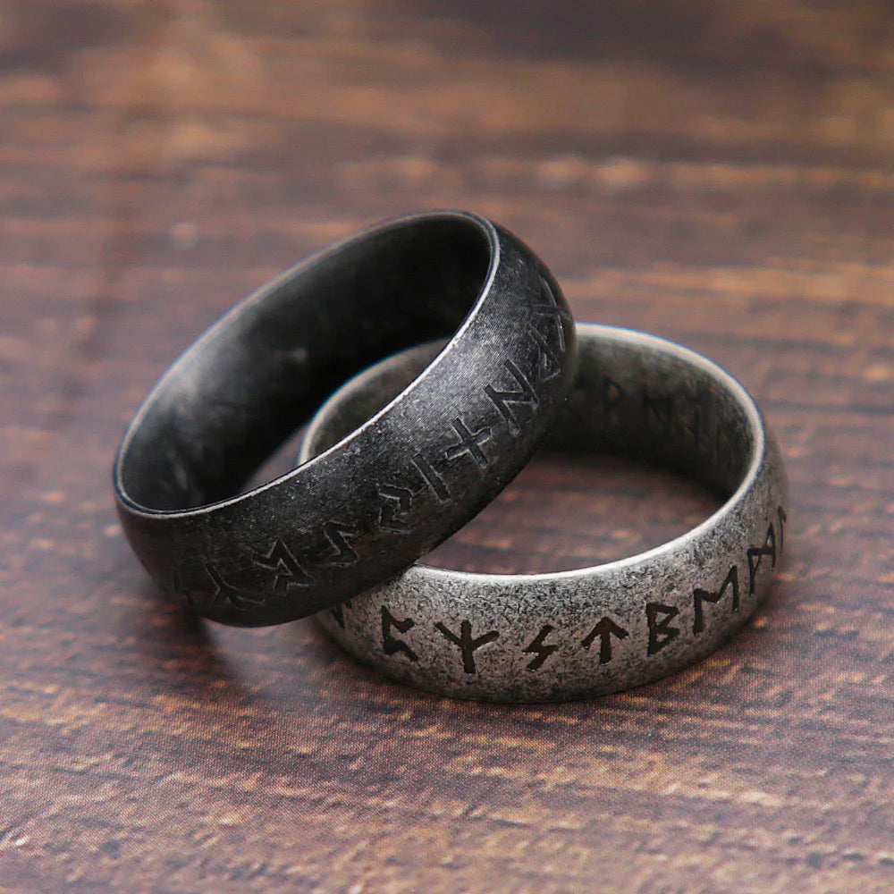 Fashion Retro Viking Rune Ring for Men Women 316L Stainless Steel Odin