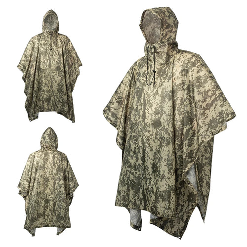 Outdoor Military Poncho 210T+PU Army War Tactical Raincoat Hunting