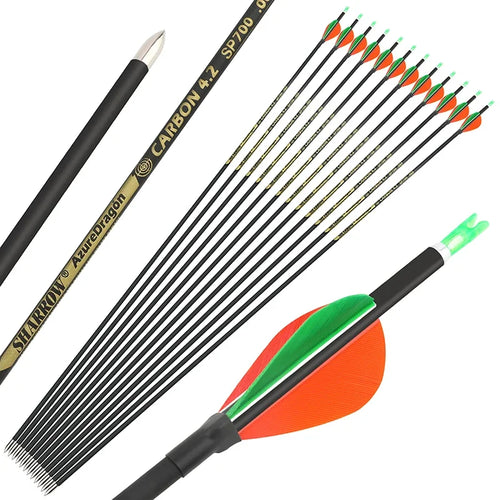 12pcs Pure Carbon Arrow Spine 700 800 900 1000 Archery Arrows ID4.2mm