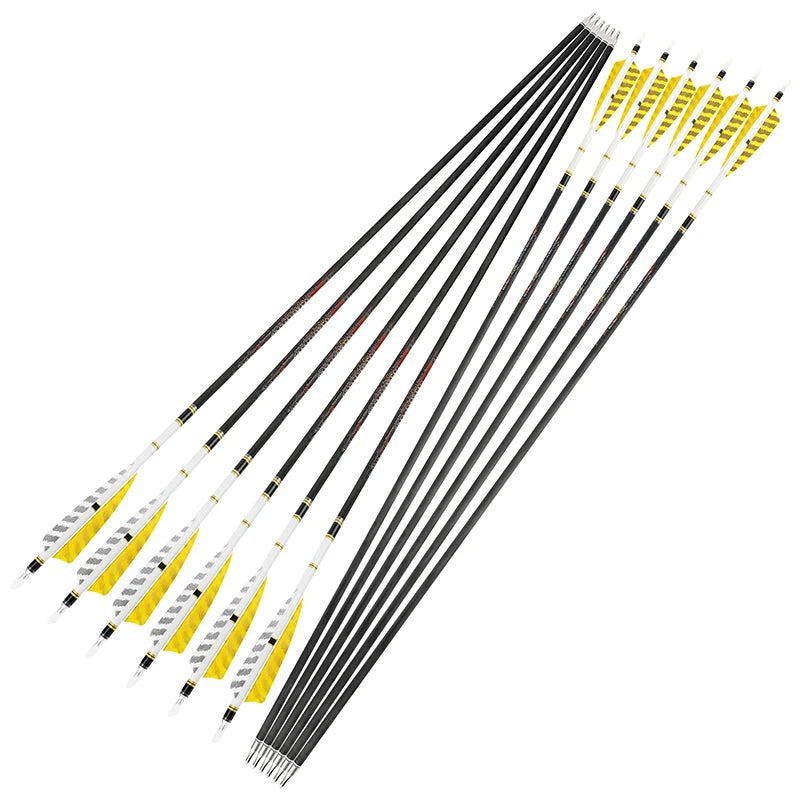 6/12pcs Pure Carbon Arrow ID6.2mm Spine 250 300 350 400 500 600