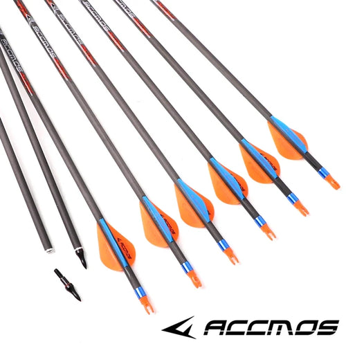 12pcs Pure Carbon Arrow 32inch ID 6.2mm Spine 250 300 350 400 500 600