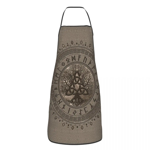 Tree Of Life With Triquetra Black Red Leather And Gold Apron Kitchen