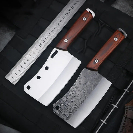 Forged Meat Cleaver Knife Set Stainless Steel Bone Chopping Kitchen