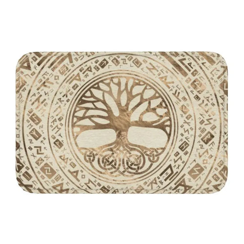 Custom Tree Of Life With Triquetra On Futhark Doormat Non-Slip